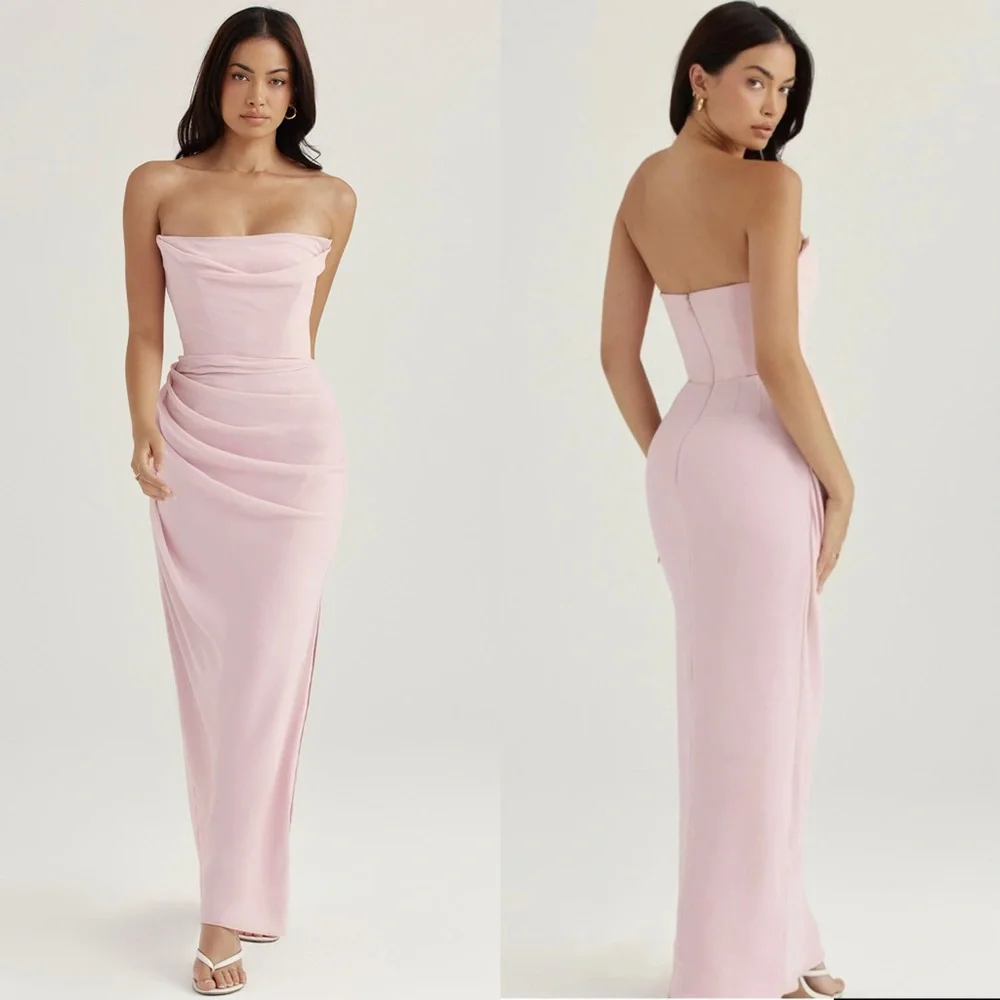 HOUSE OF CB 'Adrienne' Pink Quartz Strapless Gown - Picture 5 of 8